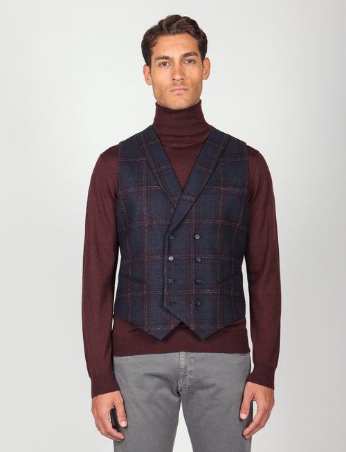 Gilet doppiopetto principe di galles |Colore:Blu