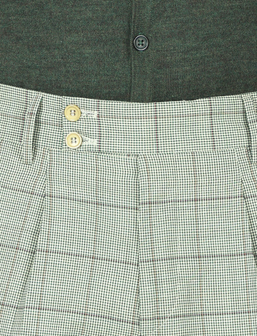 Pantaloni check con pinces in lana