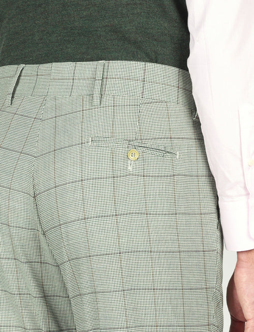Pantaloni check con pinces in lana