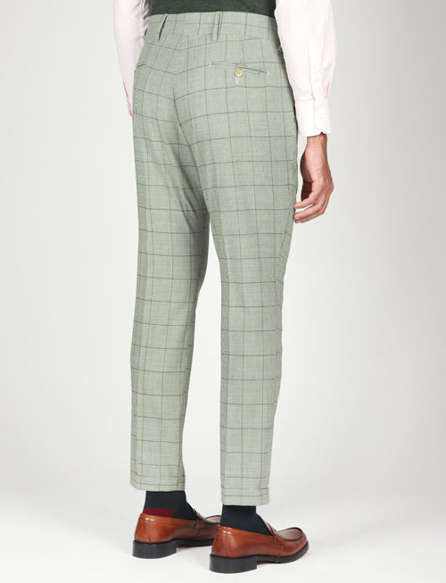 Pantaloni check con pinces in lana