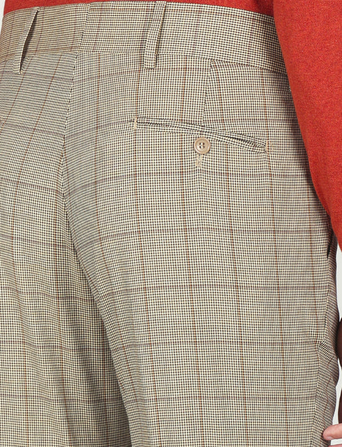 Pantaloni check con pinces in lana