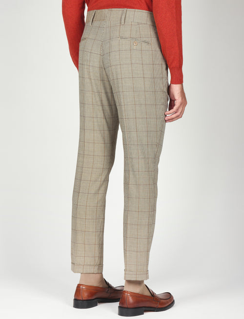 Pantaloni check con pinces in lana