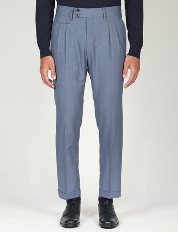 Pantalone tinta unita con pinces in lana