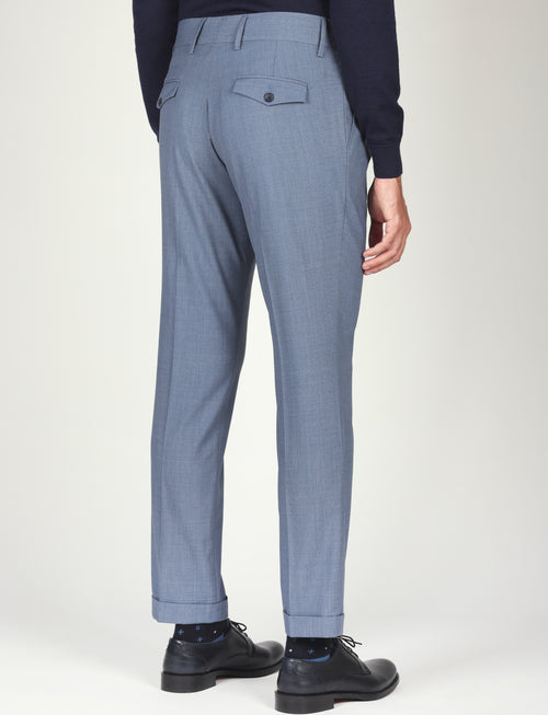 Pantalone tinta unita con pinces in lana