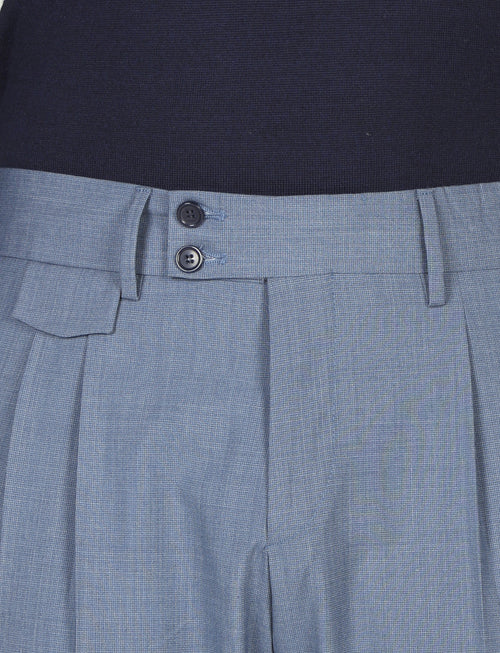 Pantalone tinta unita con pinces in lana