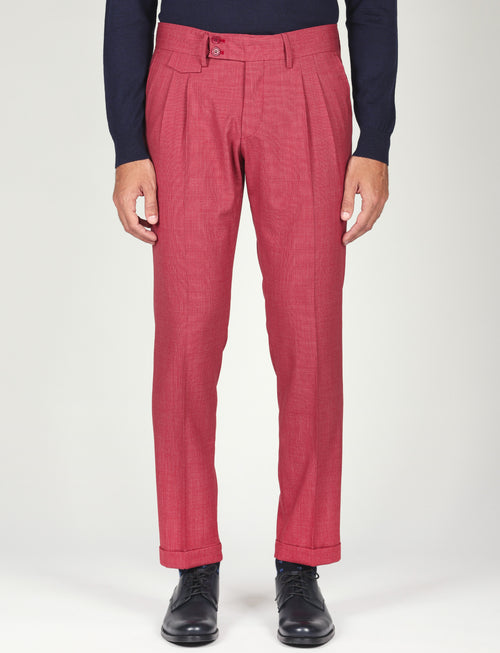 Pantalone tinta unita con pinces in lana