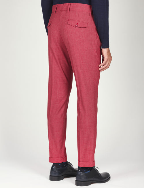 Pantalone tinta unita con pinces in lana