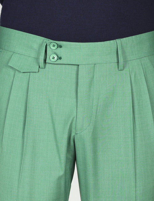 Pantalone tinta unita con pinces in lana