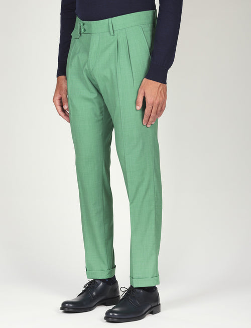 Pantalone tinta unita con pinces in lana