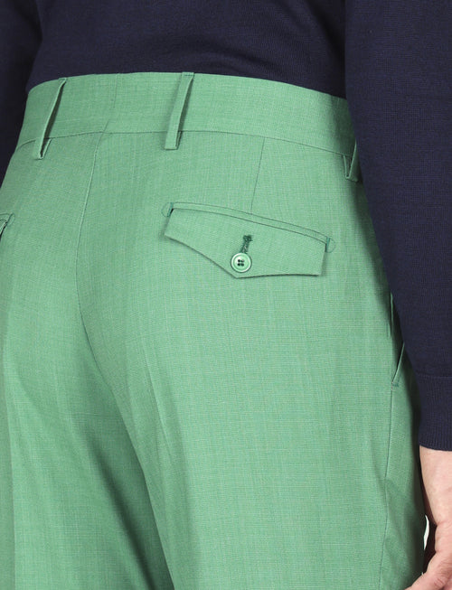 Pantalone tinta unita con pinces in lana