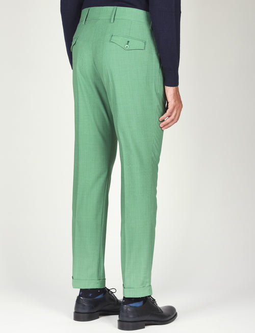 Pantalone tinta unita con pinces in lana