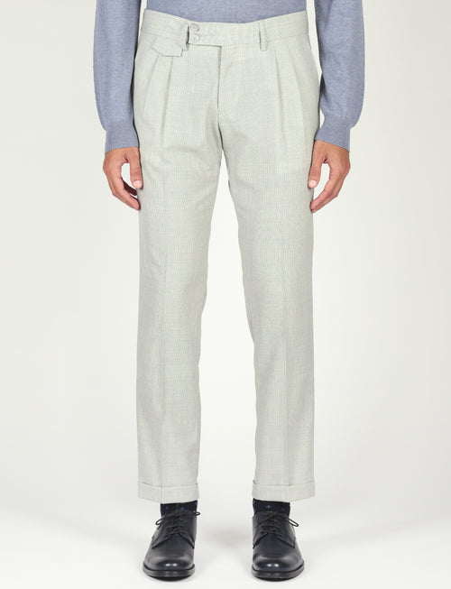 Pantalone tinta unita con pinces in lana