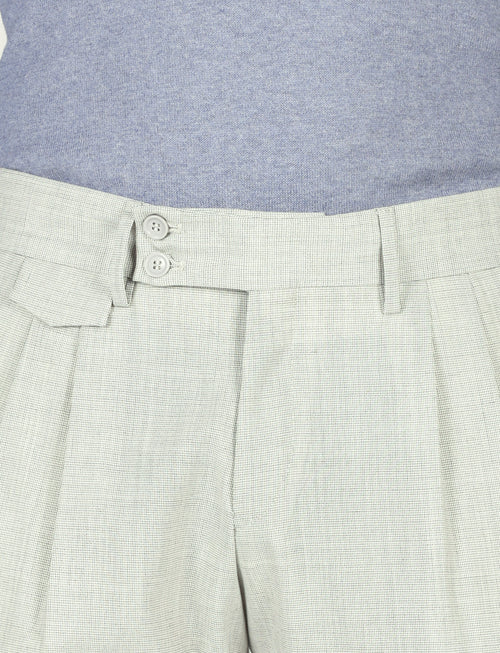 Pantalone tinta unita con pinces in lana