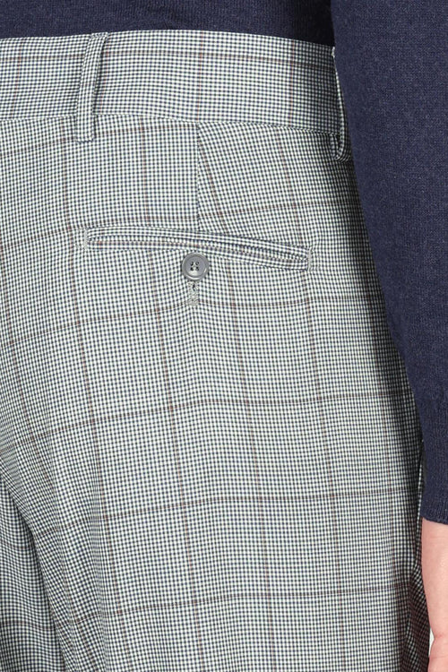 Pantaloni check con pinces in lana