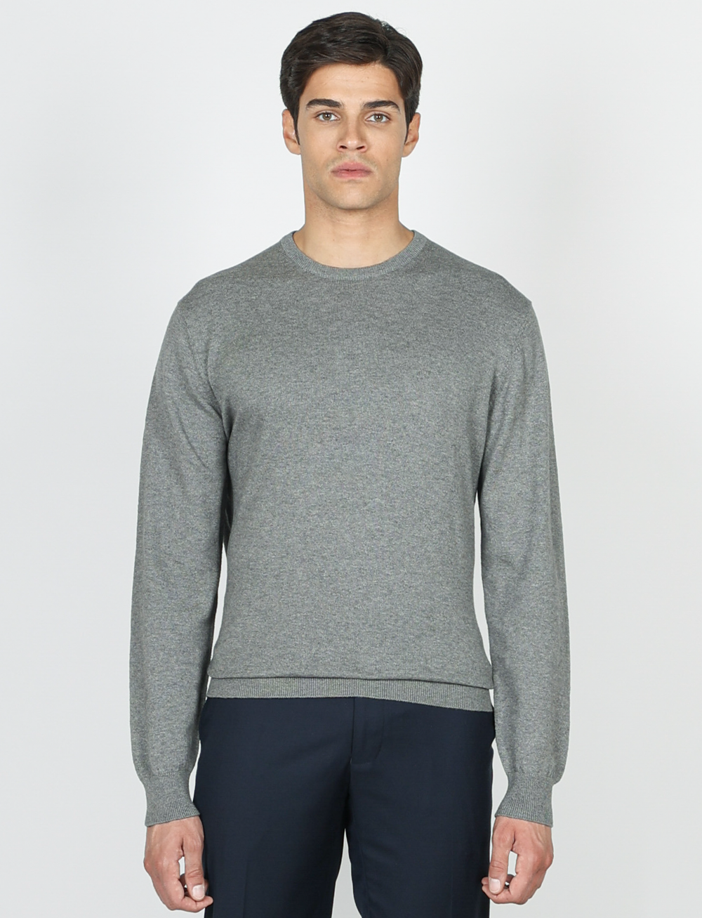 Maglia girocollo in cotone e lana