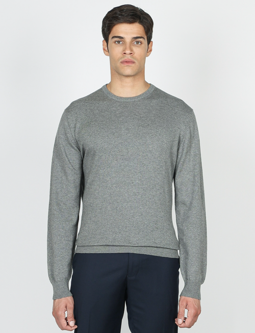 Maglia girocollo in cotone e lana