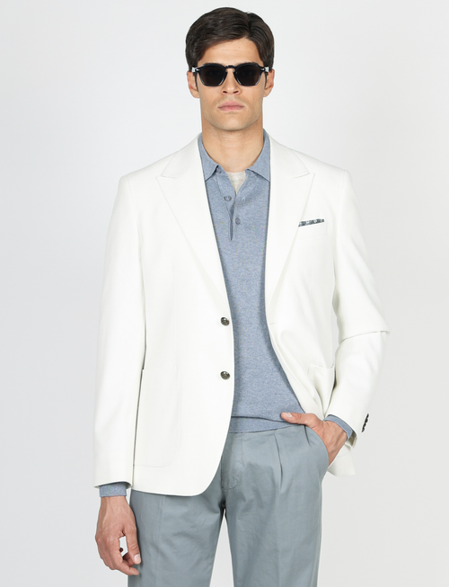 Giacca monopetto in lana con tasche a toppa