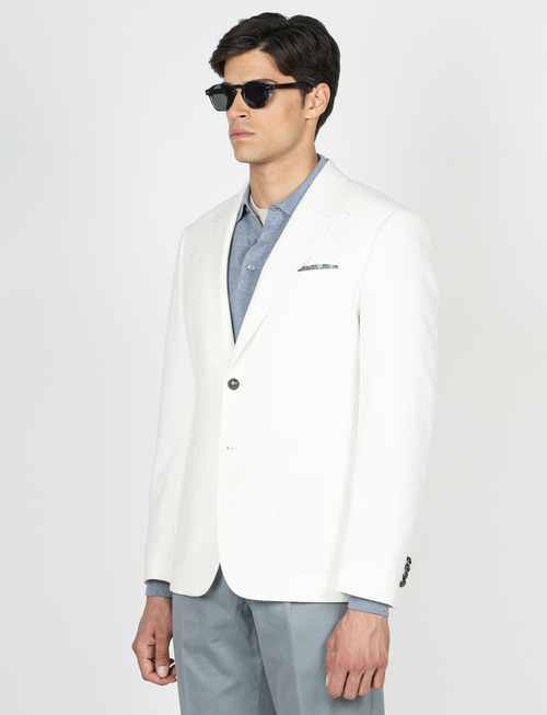 Giacca monopetto in lana con tasche a toppa