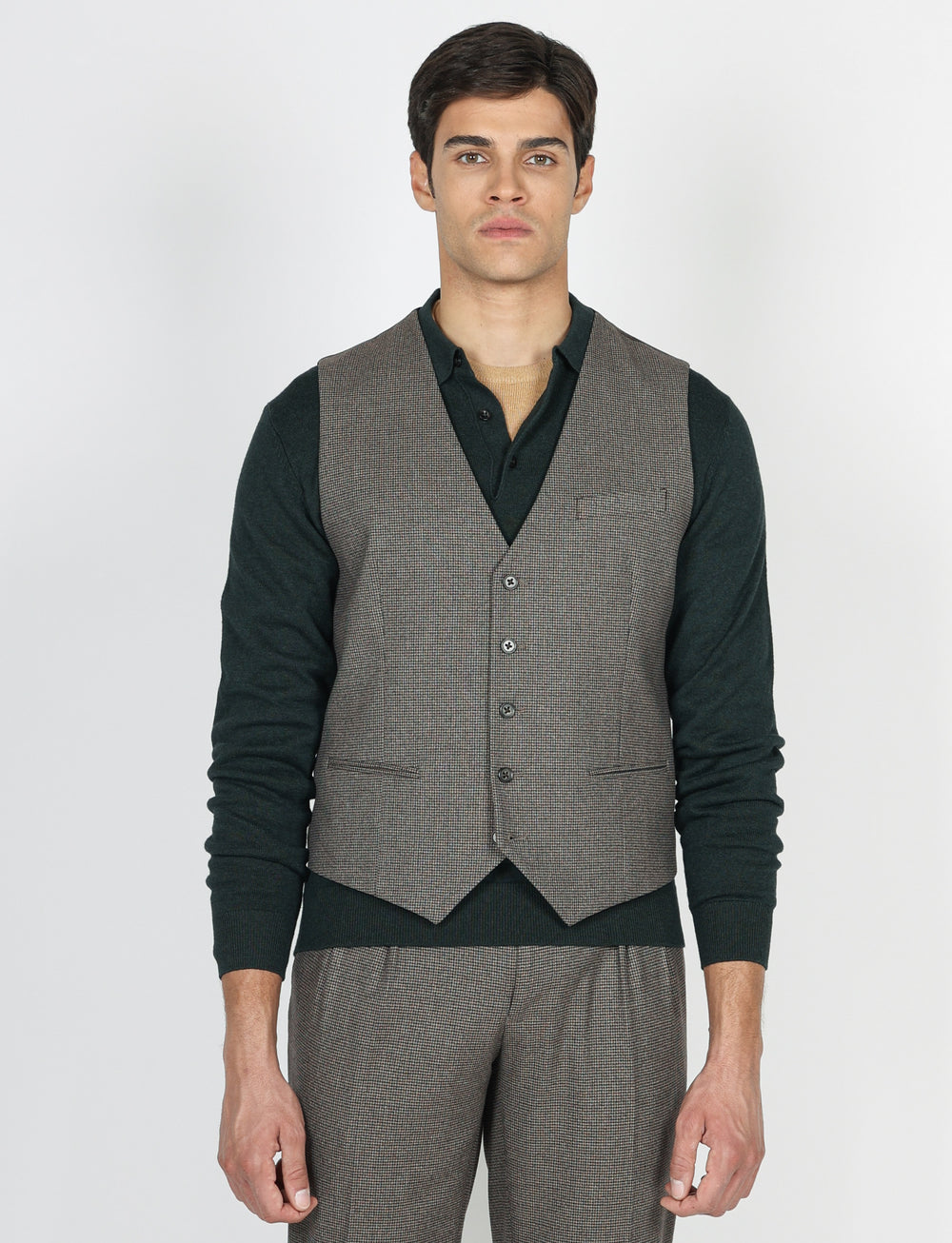 Gilet monopetto fantasia pied de poule