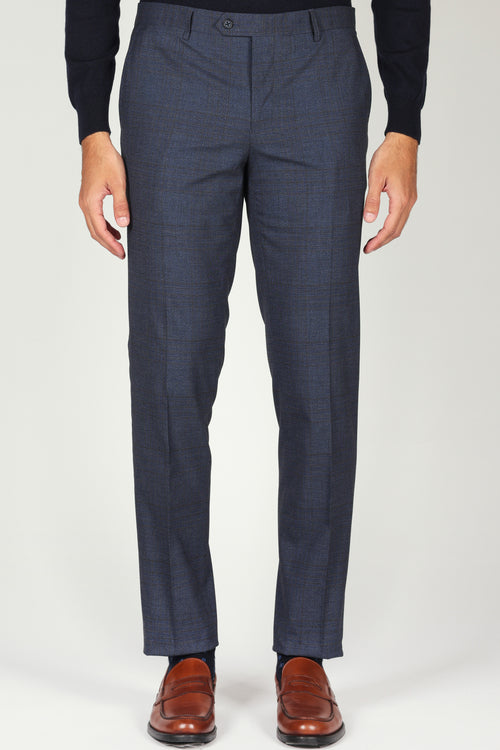 Pantaloni fantasia principe di galles |Colore:Blu