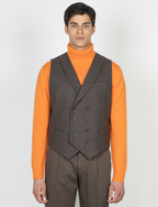 Gilet doppiopetto fantasia micro pied de poule |Colore:Fango blu