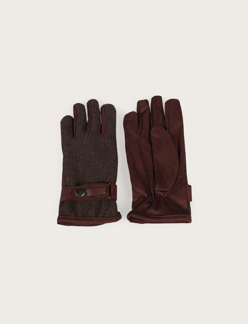 Guanti fantasia spigata foderati in lana