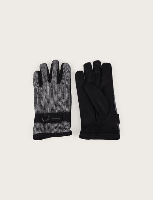 Guanti fantasia spigata foderati in lana