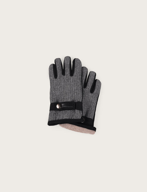 Guanti fantasia spigata foderati in lana
