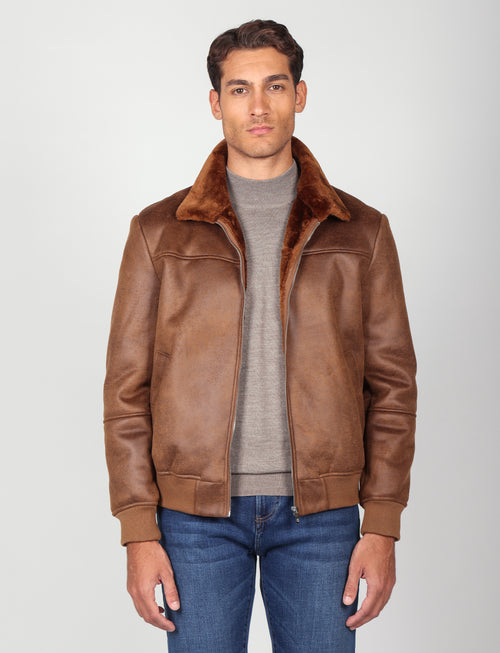 Giubbino in eco montone effetto scamosciato_luigi fusaro