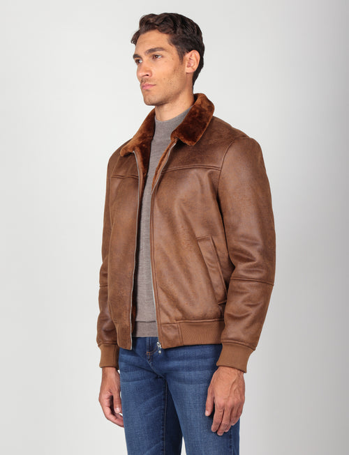 Giubbino in eco montone effetto scamosciato_luigi fusaro