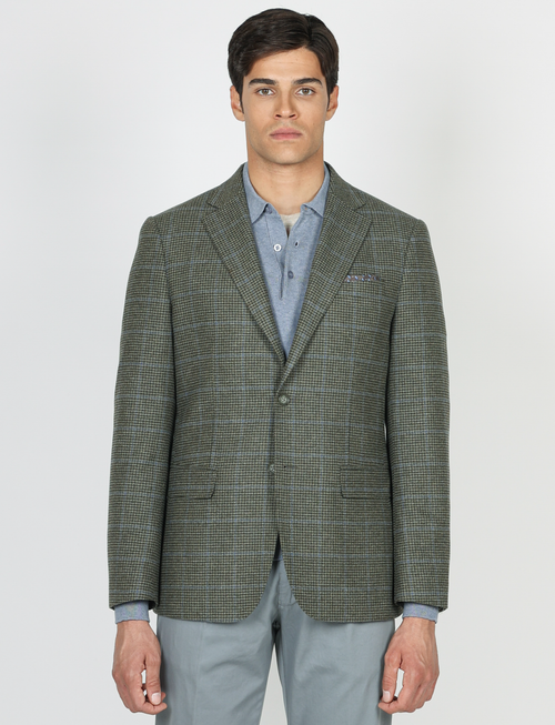 Giacca in lana fantasia pied de poule check |Colore:Salvia