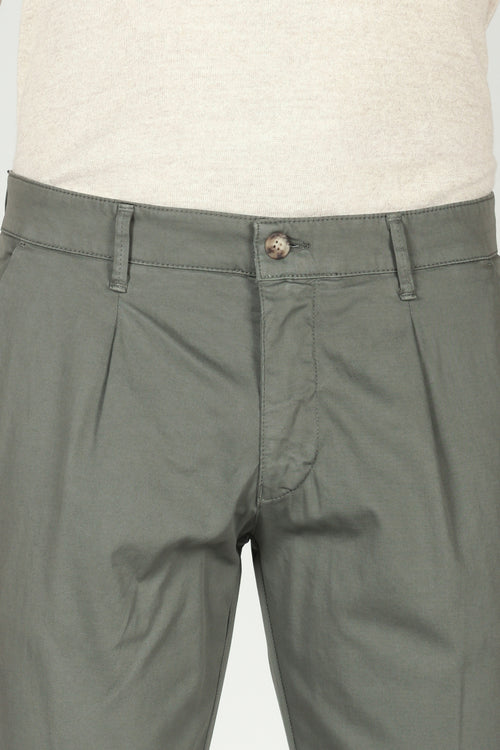 Pantaloni in cotone diagonale con pinces_luigi fusaro