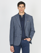 Giacca in lana tessuto spigato |Colore:Avio