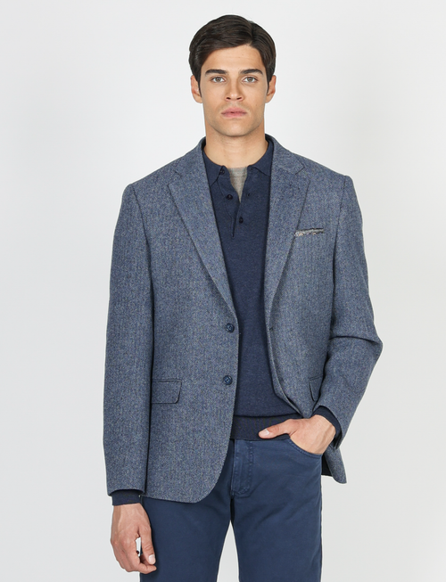 Giacca in lana tessuto spigato_luigi fusaro