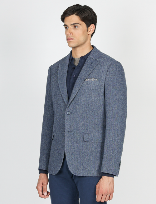 Giacca in lana tessuto spigato_luigi fusaro