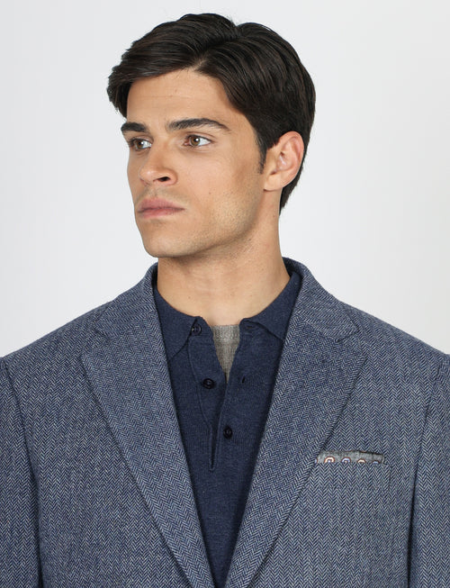 Giacca in lana tessuto spigato_luigi fusaro