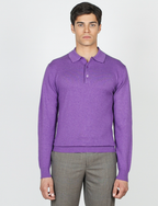 Polo in cotone e lana a maniche lunghe |Colore:Viola