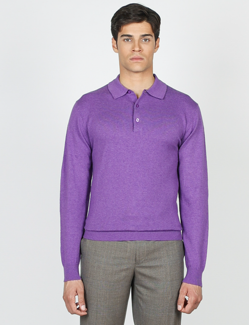 Polo in cotone e lana a maniche lunghe_luigi fusaro