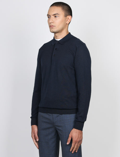 Polo in cotone e lana a maniche lunghe_luigi fusaro