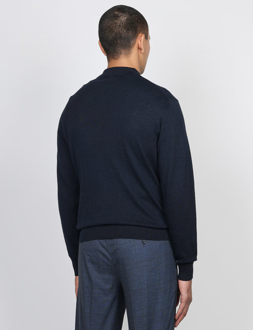 Polo in cotone e lana a maniche lunghe_luigi fusaro
