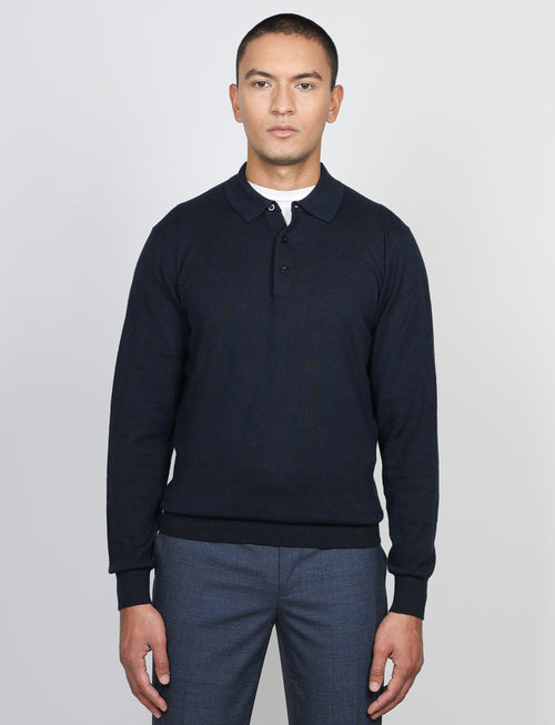 Polo in cotone e lana a maniche lunghe_luigi fusaro
