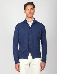 Cardigan in lana lambswool a trecce