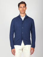 Cardigan in lana lambswool a trecce |Colore:Bluette