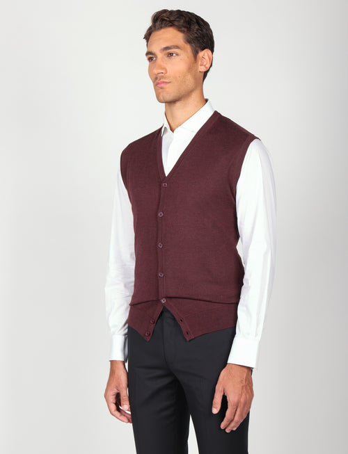Gilet in lana merinos con bottoni |Colore:Bordo