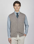 Gilet in lana merinos con bottoni |Colore:Fango
