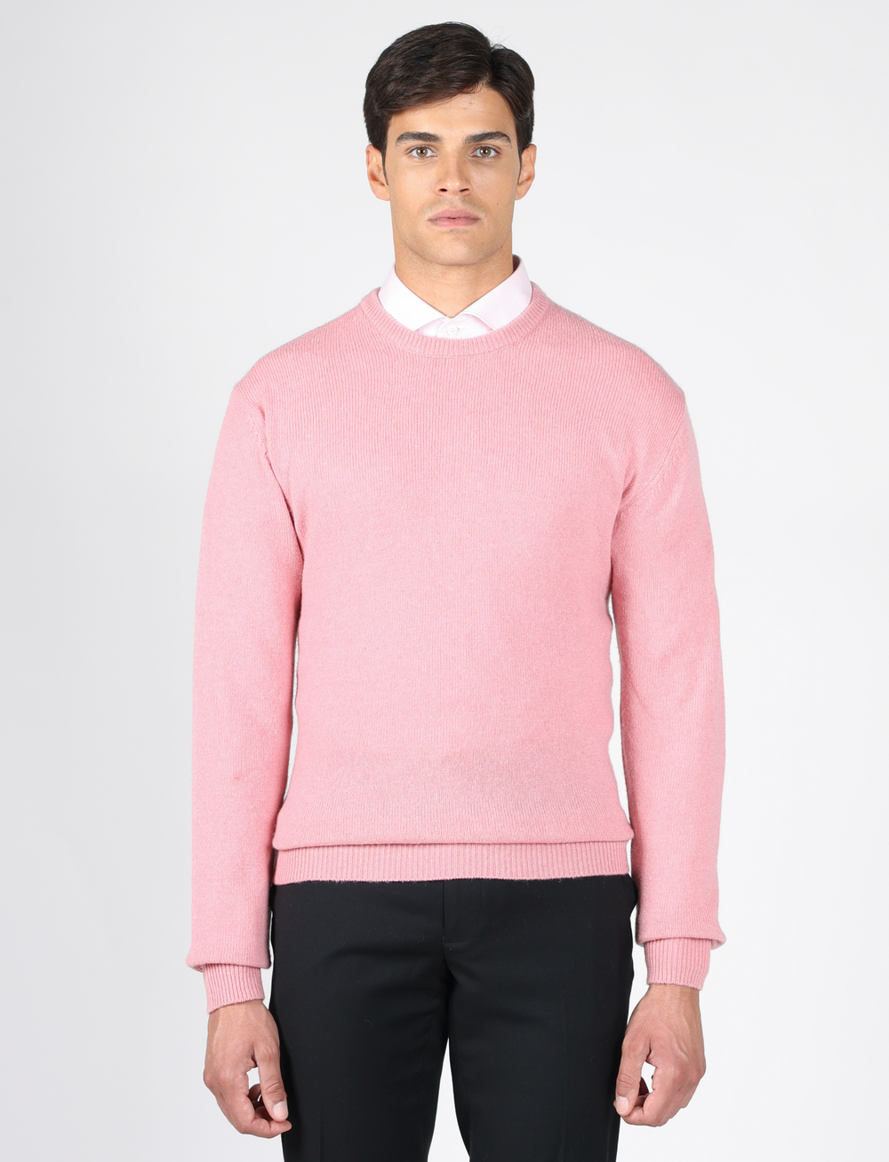 Maglia girocollo tinta unita in lana lambswool