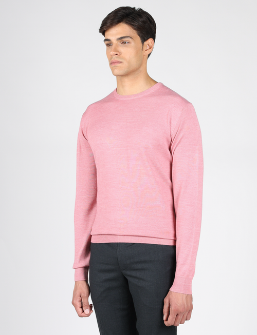 Maglia girocollo in lana merinos |Colore:Rosa
