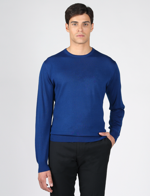 Maglia girocollo in lana merinos |Colore:Royal