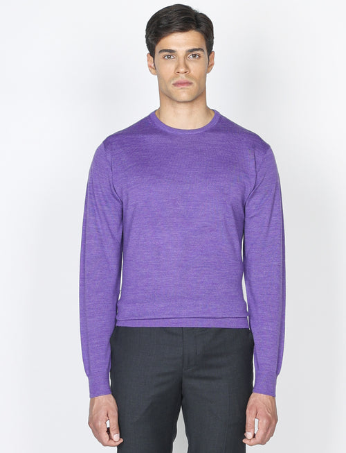 Maglia girocollo in lana merinos |Colore:Viola