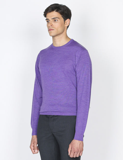 Maglia girocollo in lana merinos |Colore:Viola